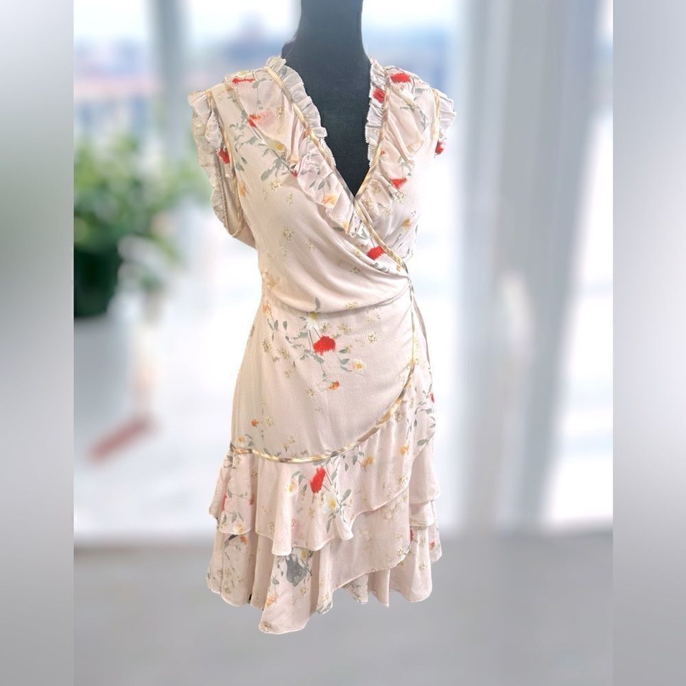 🔥🔥 NWT ALL SAINTS Musical Floral Wrap Mini Dress Size 6 US 10 UK EU 38 - Picture 4 of 16